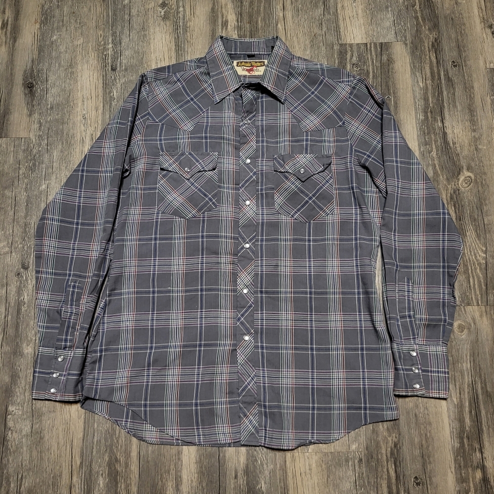 Vintage Youngblood Western Pearl Snap Shirt Plaid Button Up Top Size Medium